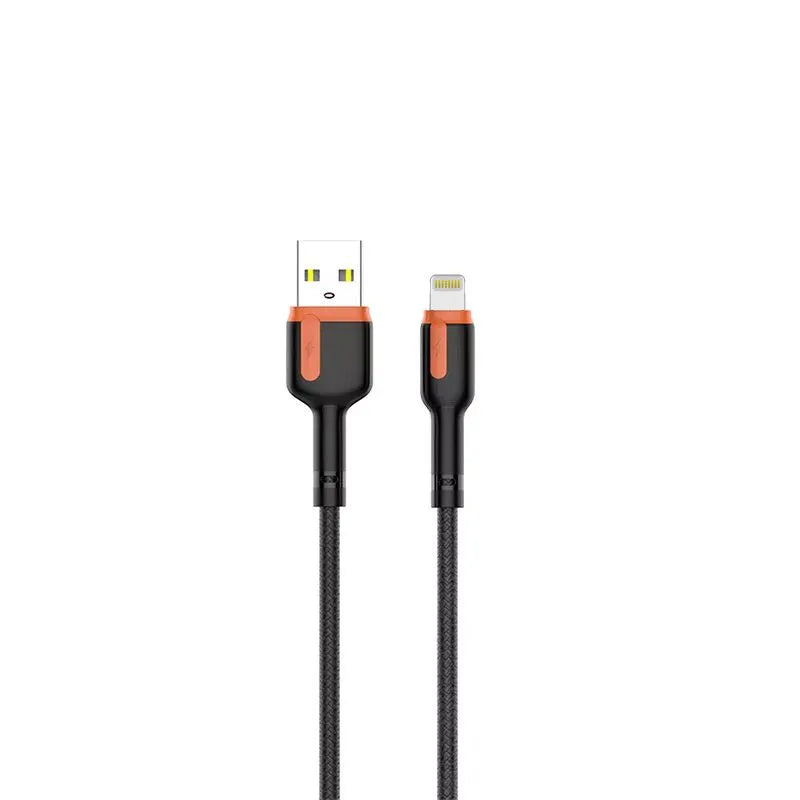 LDNIO მობილურის კაბელი LS591I Grey/Orange, USB3.0 to Lightning, 2.4A Fast Charge, 1M ნაცრისფერი/სტაფ