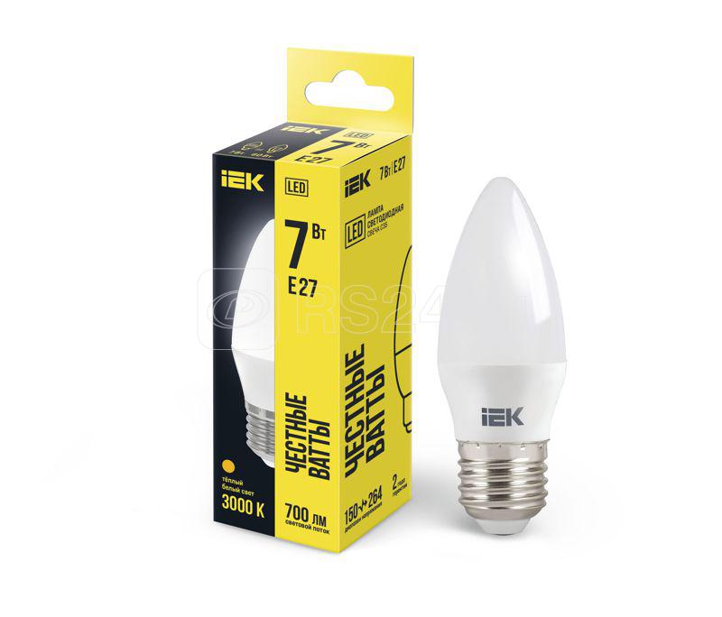 LED C35 სანთლის ფორმის ნათურა 7W 230V 3000K E27 IEK LLE-C35-7-230-30-E27