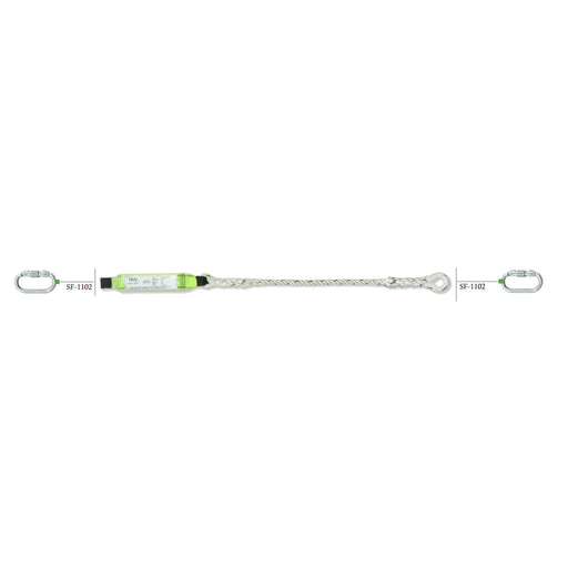 SF-RLE-3003-1.5M გრეხილი თოკი კარაბინით, კაუჭით და აბსორბენდით