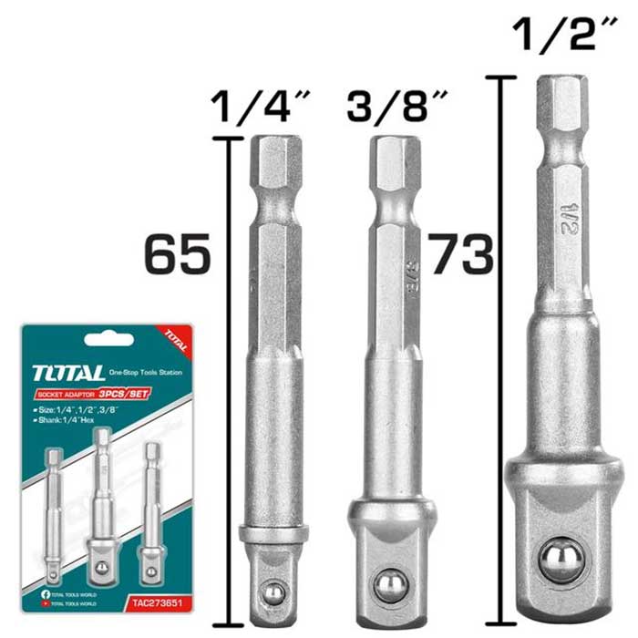 ადაპტორების სეტი 1/4" 3/8" 1/2"