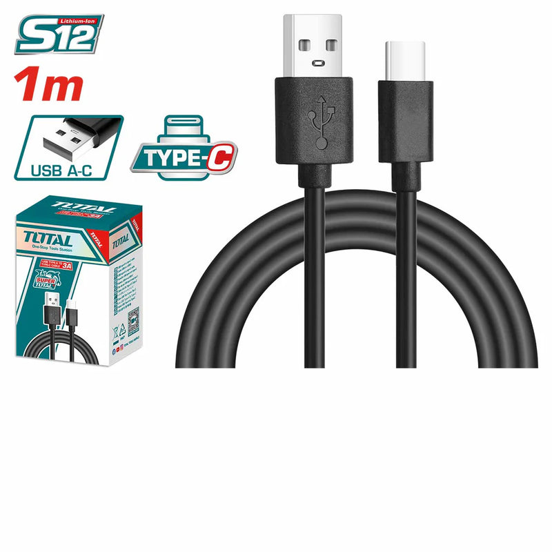 USB დამტენი 3A, 1მ, type C