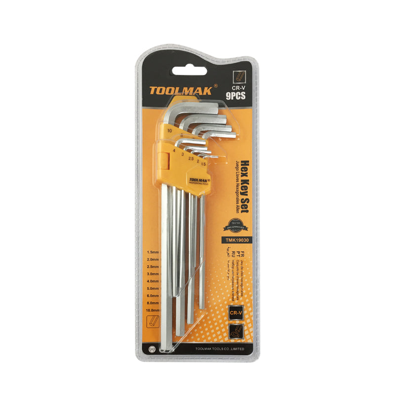 ექვსკუთხა სახრახნისის ნაკრები 9ც-იანი 1.5mm-10mm გრძელი (TMK19030)