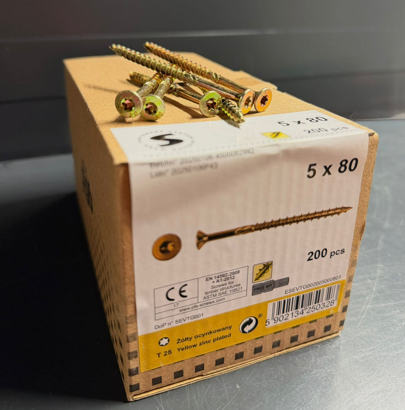 ხის ჭანჭიკი უკუხრახნით T25 (200) SEVT 5x80