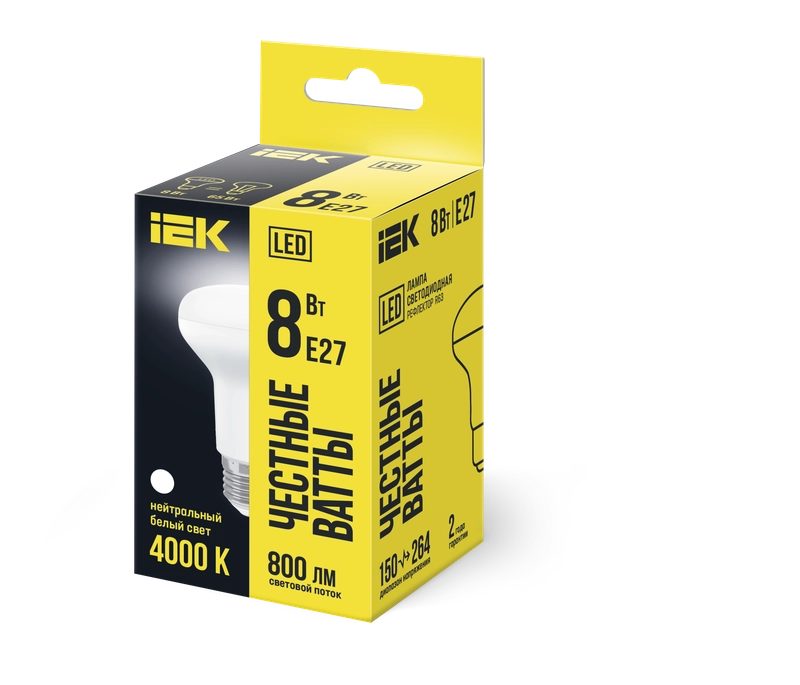 LED ნათურა R63 რეფლექტორი 8W 230V 3000K E27 IEK LLE-R63-8-230-30-E27