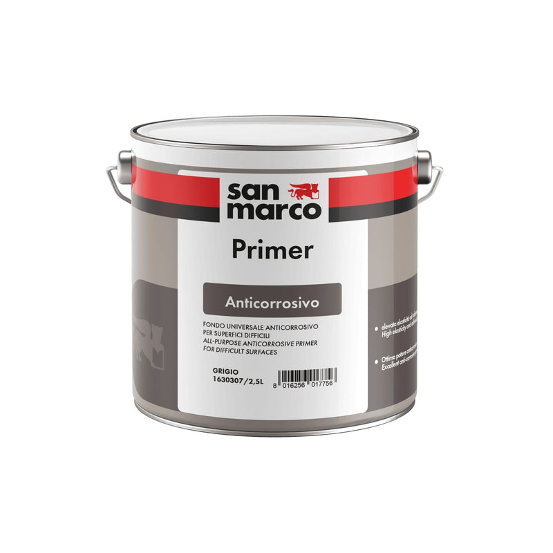 PRIMER GRIGIO - ანტიკოროზიული პრაიმერი 2.5 ლ. დაფარვა 15-18მ² 2ფენად. 1630307/2.5-STD