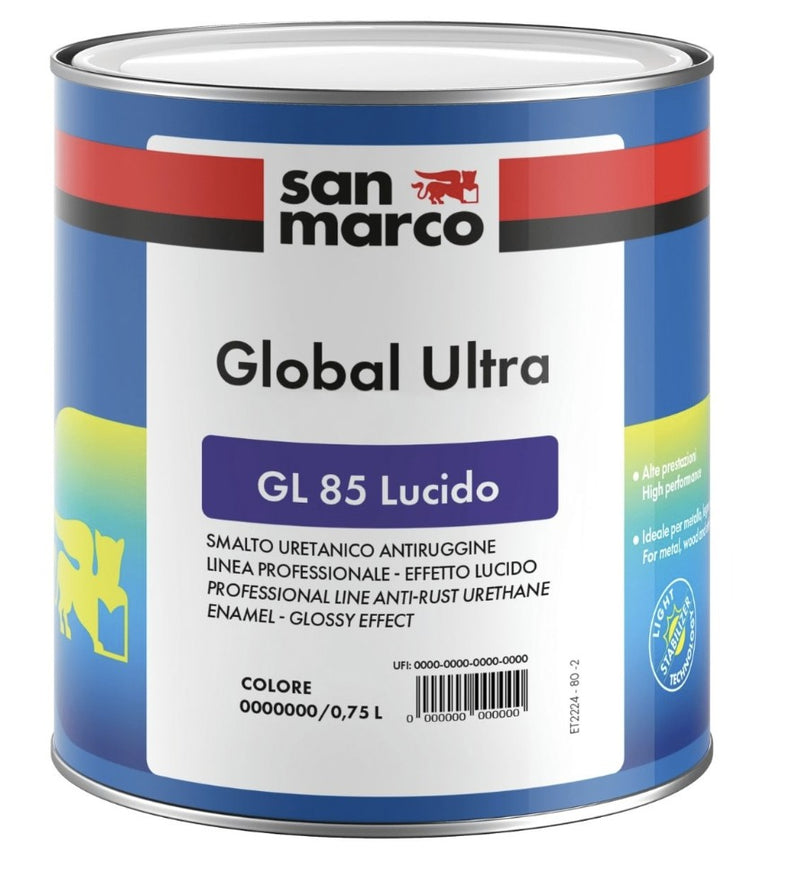 GLOBAL ULTRA GL 85 LUCIDO BASE DEEP მეტალისა და ხის  საღებავი -რუხი, პრიალა.0.7 ლ. დაფარვა  12-14მ² 2ფენად. 2260064/0.7-STD
