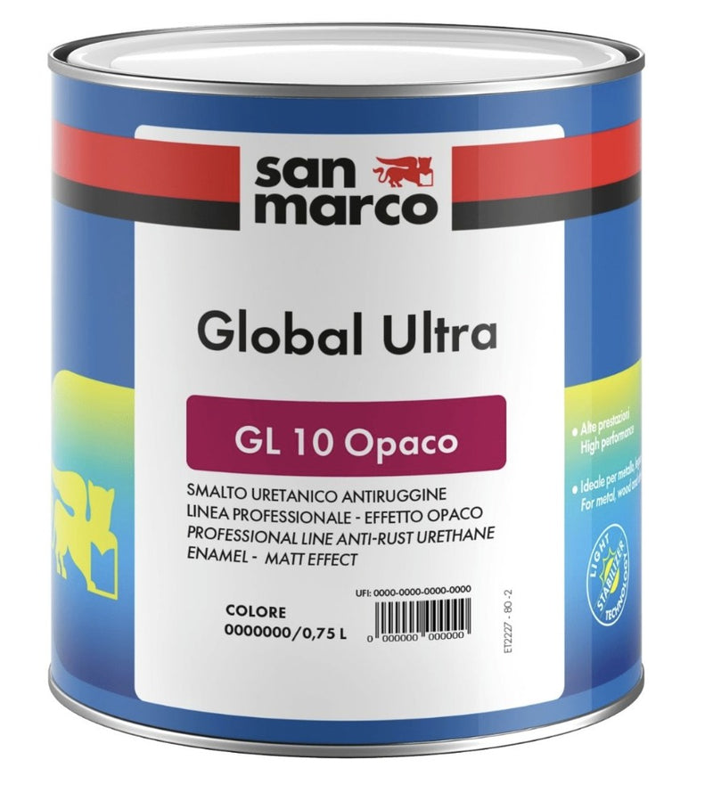 GLOBAL ULTRA GL 10 OPACO BASE TRASPARENTE მეტალისა და ხის საღებავი შავი, მქრქალი 0.7 ლ. დაფარვა 12-14მ²  2ფენად. 2270062/0.7-STD