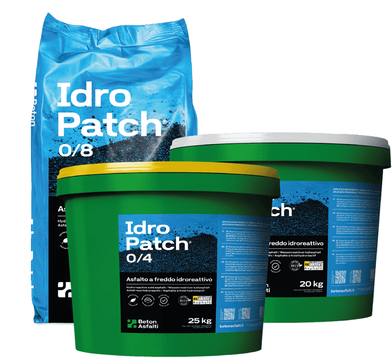 IdroPatch® - (ჰიდროპაჩი წყალთან რეაგირებადი ცივი ასფალტის ნარევი - 20 კგ)