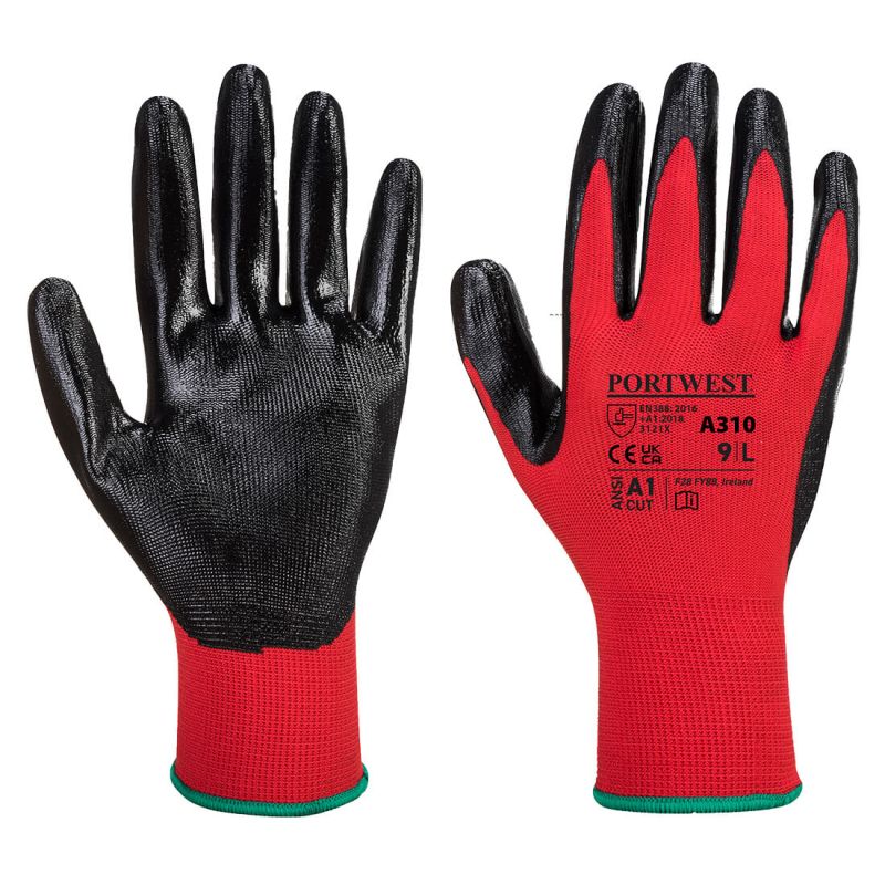 XY-L001 S10 300/101 წითელი სამუშაო ხელთათმანი 55გრ ხაოიანი ლატექსით დაფარული